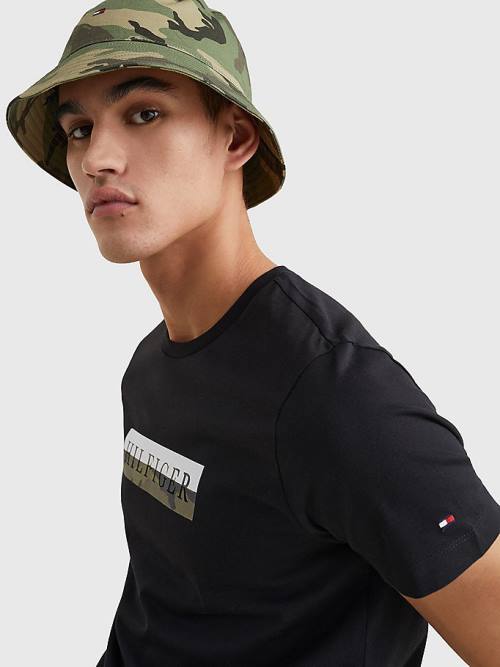 Tommy Hilfiger Camo Graphic Logo Póló Férfi Fekete | TH645ZGV