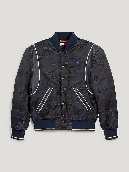 Tommy Hilfiger Camo Jacquard Varsity Kabát Férfi Kék | TH847VID