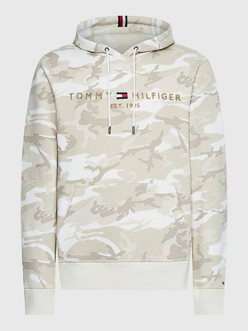 Tommy Hilfiger Camo Logo Kapucnis Pulóver Férfi Fehér | TH169HLT