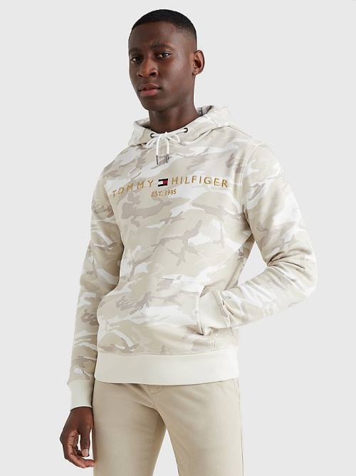 Tommy Hilfiger Camo Logo Kapucnis Pulóver Férfi Fehér | TH169HLT