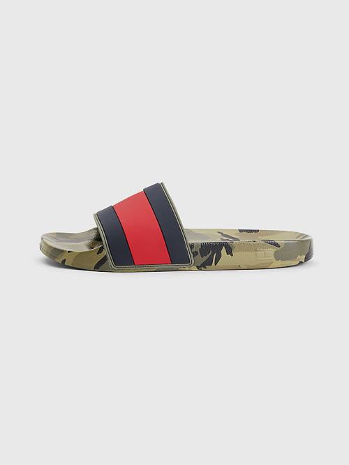 Tommy Hilfiger Camo Print Flag Pool Slides Szandál Férfi Kék | TH629VSO