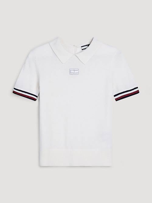 Tommy Hilfiger Cashmere Blend Slim Fit Póló Női Fehér | TH412WHV