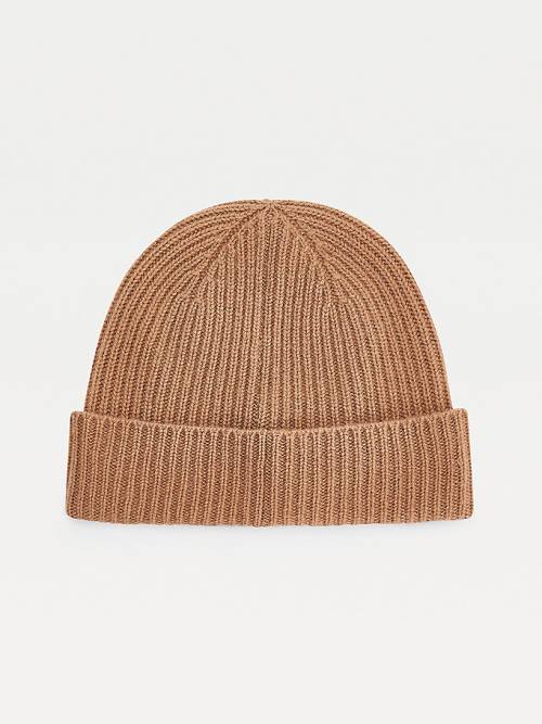 Tommy Hilfiger Cashmere Crest Shield Beanie Kalap Női Bézs | TH314TBP