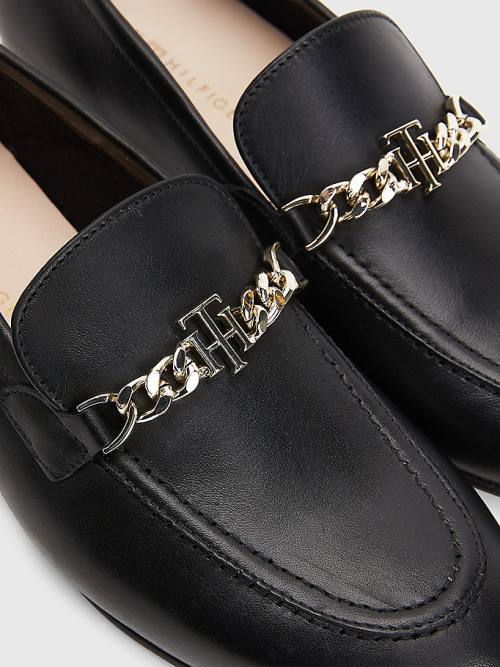 Tommy Hilfiger Chain Bőr Loafer Cipő Női Fekete | TH042TGR