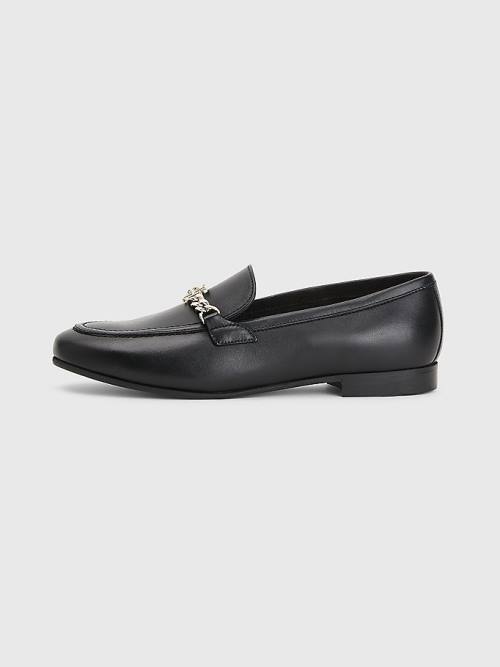 Tommy Hilfiger Chain Bőr Loafer Cipő Női Fekete | TH042TGR