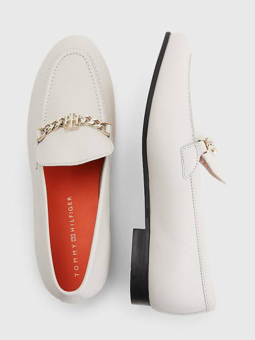 Tommy Hilfiger Chain Bőr Loafer Cipő Női Bézs | TH427SLX