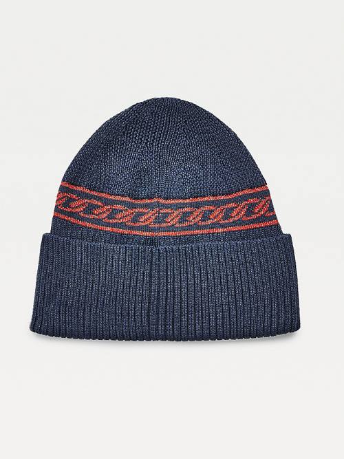 Tommy Hilfiger Chain Link Knit Beanie Kalap Női Kék | TH046OSP