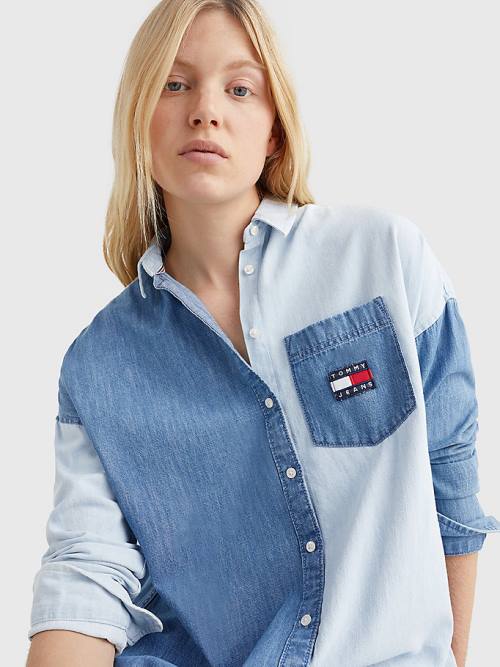 Tommy Hilfiger Chambray Denim Mix Shirt Ruha Női Denim | TH214GKF