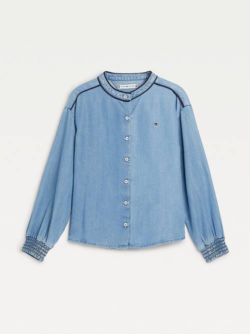 Tommy Hilfiger Chambray Piping Shirt Póló Lány Denim | TH504BTP