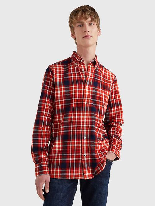 Tommy Hilfiger Check Pamut Flannel Regular Fit Ingek Férfi Narancssárga | TH401YUW