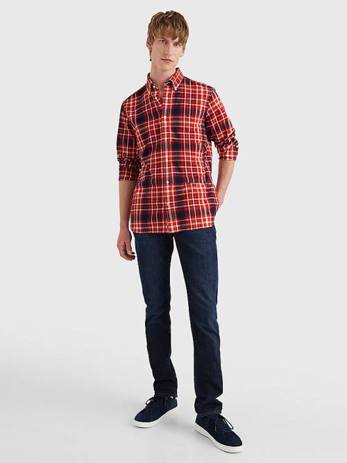 Tommy Hilfiger Check Pamut Flannel Regular Fit Ingek Férfi Narancssárga | TH401YUW