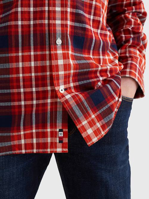 Tommy Hilfiger Check Pamut Flannel Regular Fit Ingek Férfi Narancssárga | TH401YUW