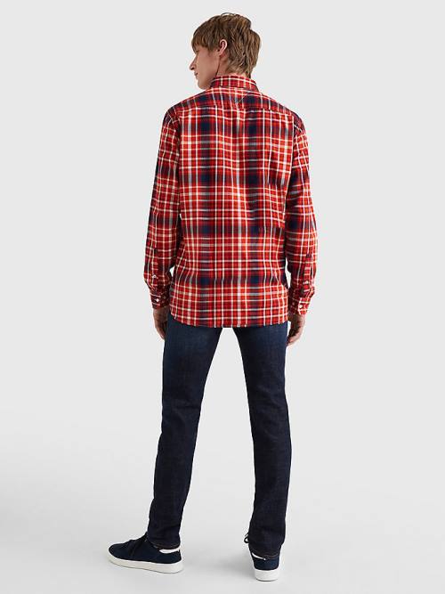 Tommy Hilfiger Check Pamut Flannel Regular Fit Ingek Férfi Narancssárga | TH401YUW