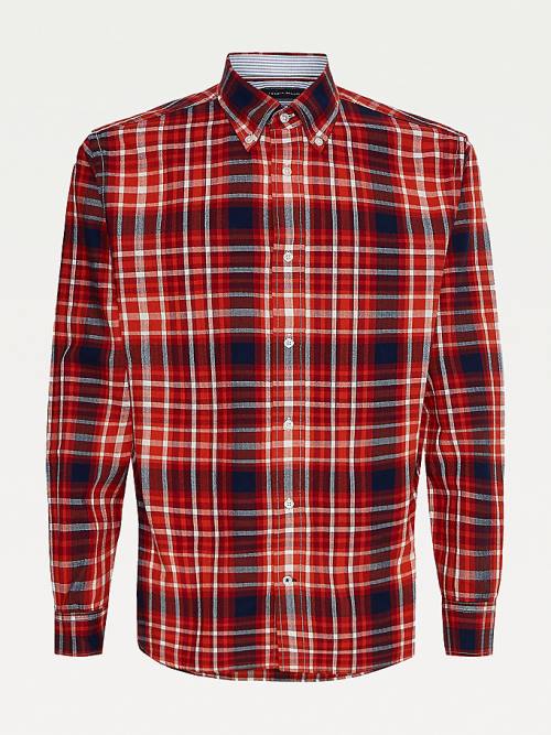 Tommy Hilfiger Check Pamut Flannel Regular Fit Ingek Férfi Narancssárga | TH401YUW