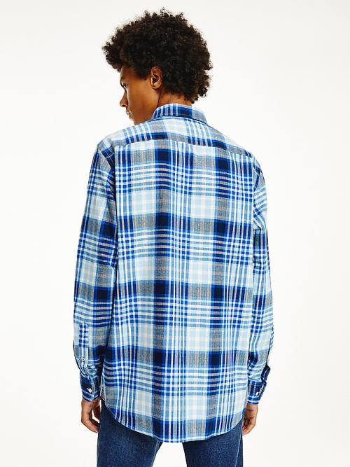 Tommy Hilfiger Check Pamut Flannel Regular Fit Ingek Férfi Kék | TH416RZC