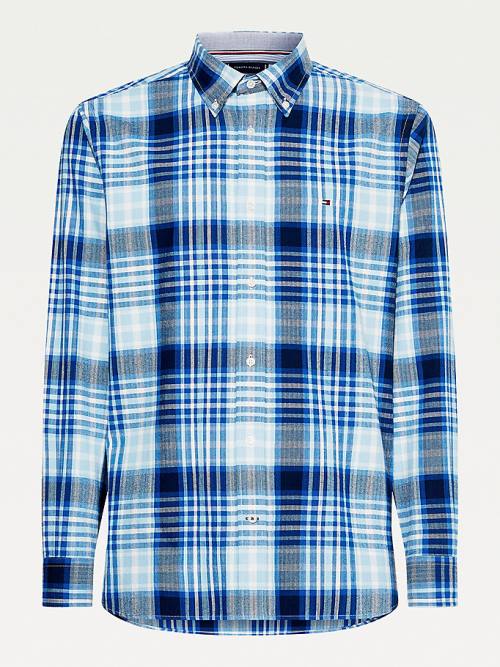 Tommy Hilfiger Check Pamut Flannel Regular Fit Ingek Férfi Kék | TH416RZC