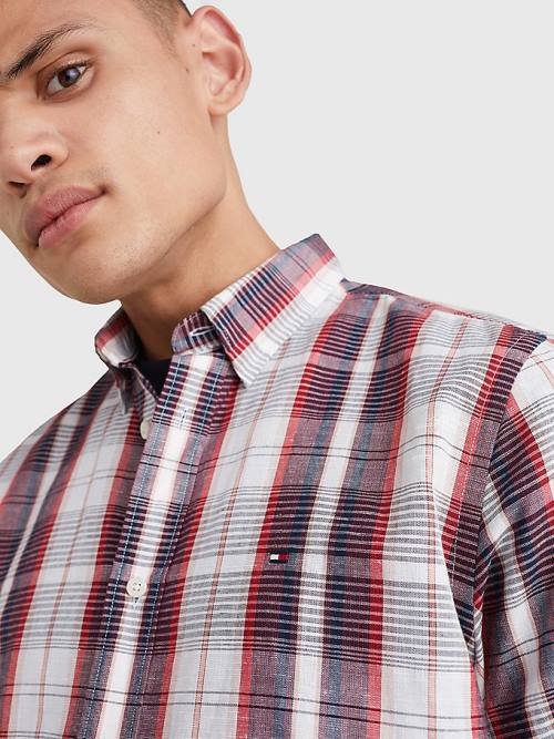 Tommy Hilfiger Check Rövid Sleeve Regular Fit Ingek Férfi Piros | TH586ELK