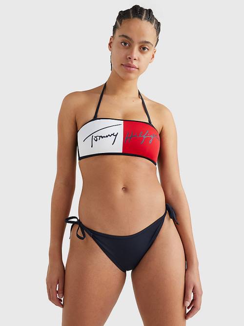 Tommy Hilfiger Cheeky Side Tie Bikini Bottoms Fürdőruha Női Kék | TH563YZD