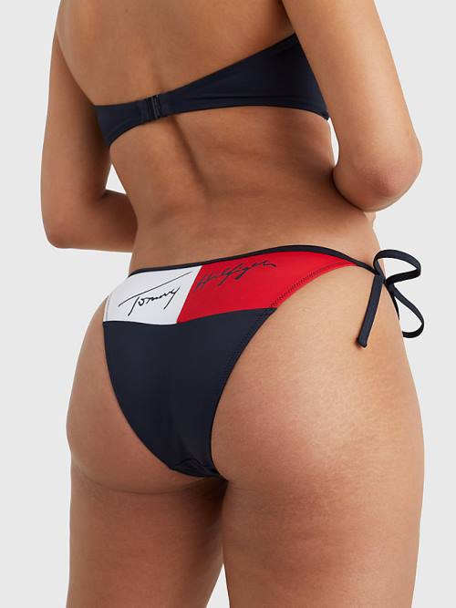 Tommy Hilfiger Cheeky Side Tie Bikini Bottoms Fürdőruha Női Kék | TH563YZD