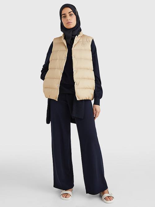 Tommy Hilfiger Chic Down-Filled Vest Dzseki Női Bézs | TH493WFQ