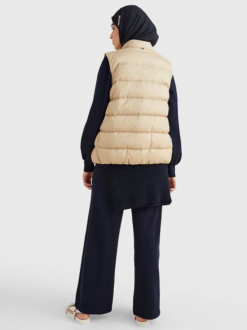 Tommy Hilfiger Chic Down-Filled Vest Dzseki Női Bézs | TH493WFQ