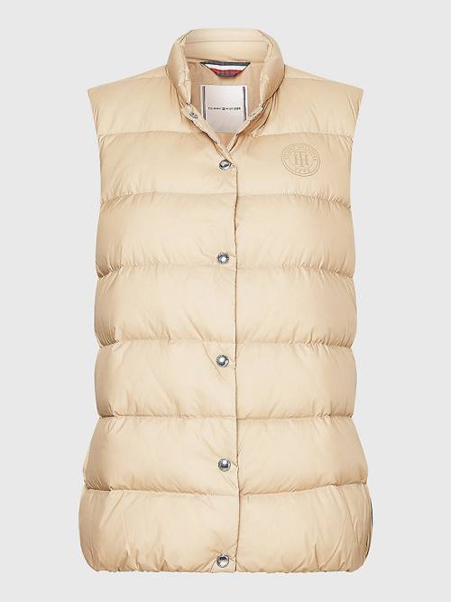 Tommy Hilfiger Chic Down-Filled Vest Dzseki Női Bézs | TH493WFQ