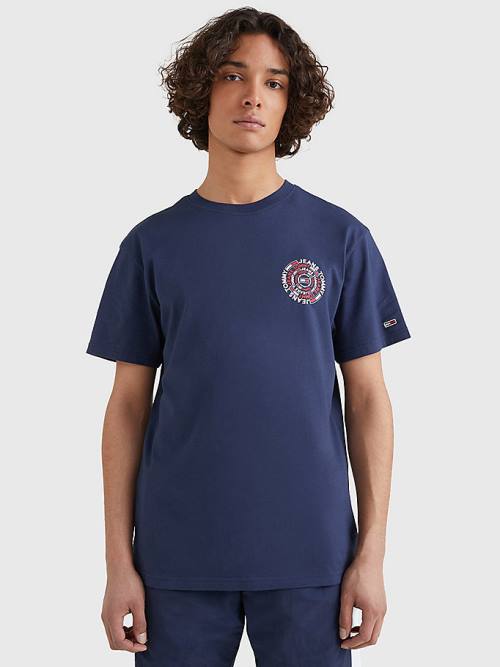 Tommy Hilfiger Circular Back Logo Póló Férfi Kék | TH754LAB