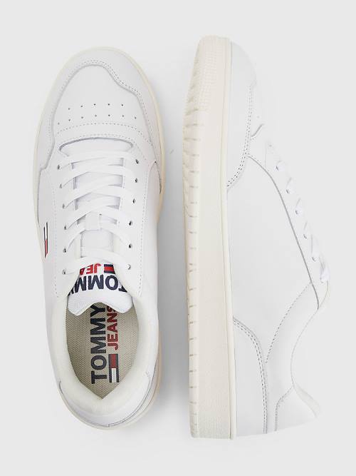 Tommy Hilfiger City Bőr Cupsole Tornacipő Férfi Fehér | TH827PQU