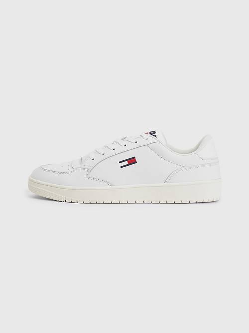 Tommy Hilfiger City Bőr Cupsole Tornacipő Férfi Fehér | TH827PQU