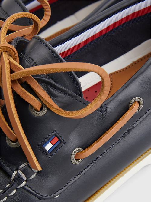 Tommy Hilfiger Classic Bőr Csónak Alkalmi Cipő Férfi Kék | TH839OEI