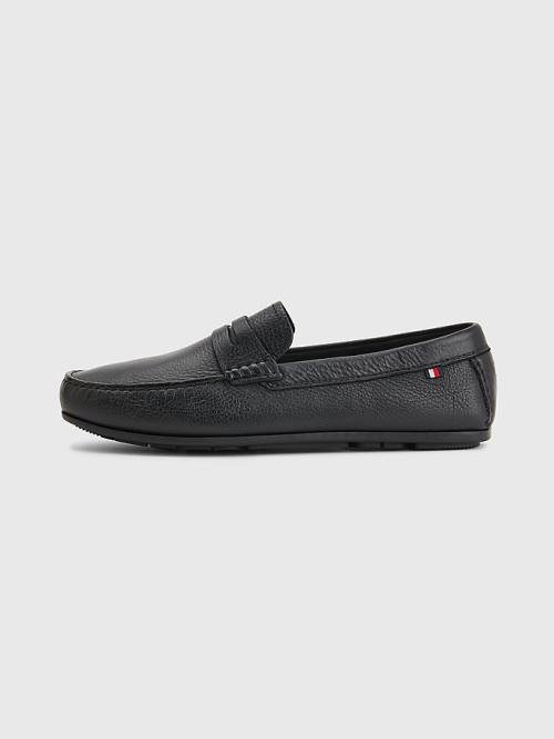 Tommy Hilfiger Classics Bőr Driving Ruha Cipő Férfi Fekete | TH719LZR