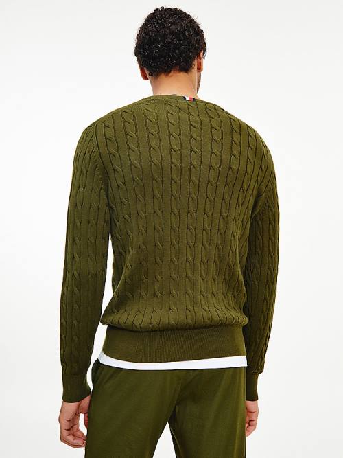 Tommy Hilfiger Classics Cable Knit Jumper Pulóverek Férfi Barna | TH126UBL