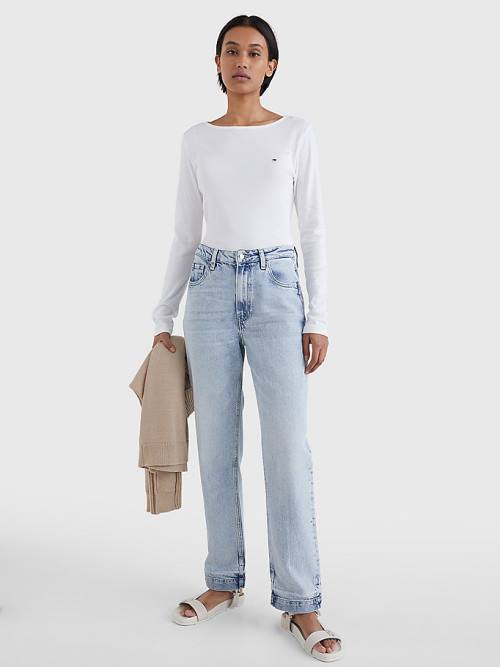 Tommy Hilfiger Classics High Rise Straight Faded Let-Down Farmer Női Denim | TH123UPL