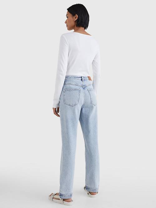 Tommy Hilfiger Classics High Rise Straight Faded Let-Down Farmer Női Denim | TH123UPL