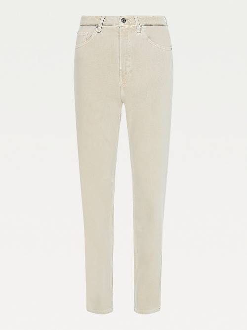 Tommy Hilfiger Classics High Rise Straight Twill Farmer Női Bézs | TH542EYJ