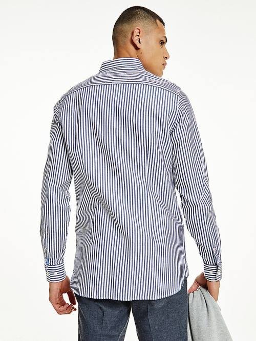 Tommy Hilfiger Classics Stripe Slim Fit Dobby Ingek Férfi Kék | TH735TIL