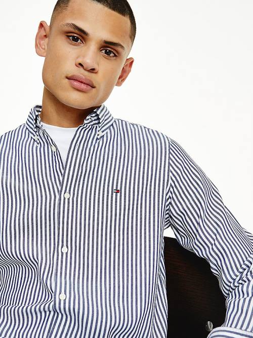 Tommy Hilfiger Classics Stripe Slim Fit Dobby Ingek Férfi Kék | TH735TIL