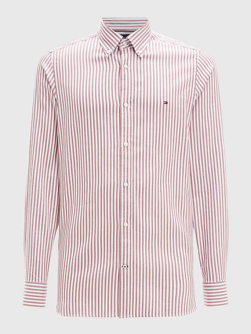 Tommy Hilfiger Classics Stripe Slim Fit Dobby Ingek Férfi Barna | TH916NEM