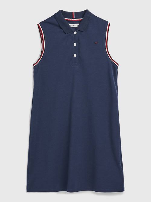 Tommy Hilfiger Classics Ujjatlan Polo Ruha Lány Kék | TH286TUS