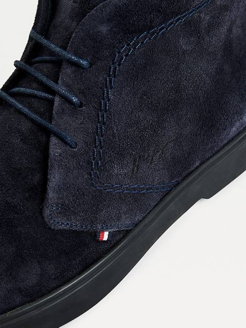 Tommy Hilfiger Classics Velúr Csipke-Up Ankle Bakancs Férfi Kék | TH152YXA