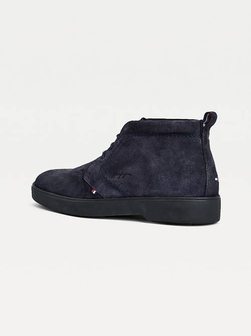 Tommy Hilfiger Classics Velúr Csipke-Up Ankle Bakancs Férfi Kék | TH152YXA