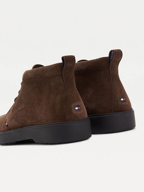 Tommy Hilfiger Classics Velúr Csipke-Up Ankle Bakancs Férfi Barna | TH260VSJ