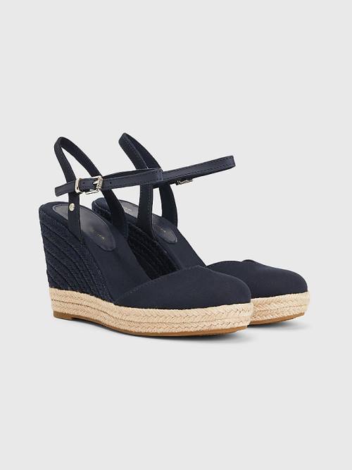 Tommy Hilfiger Closed Toe High Éktalpú Espadrille Szandál Női Kék | TH107PVE