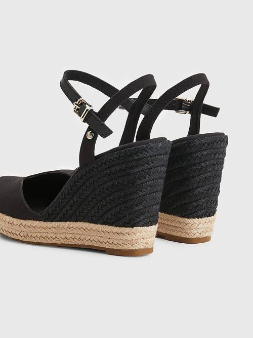 Tommy Hilfiger Closed Toe High Éktalpú Espadrille Szandál Női Fekete | TH567WIH