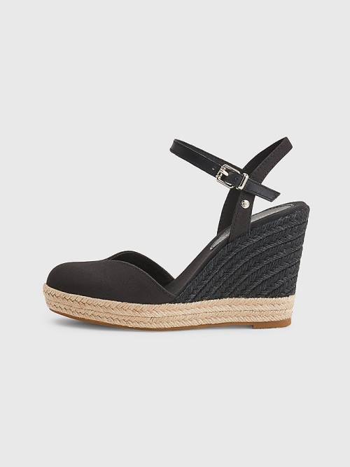 Tommy Hilfiger Closed Toe High Éktalpú Espadrille Szandál Női Fekete | TH567WIH