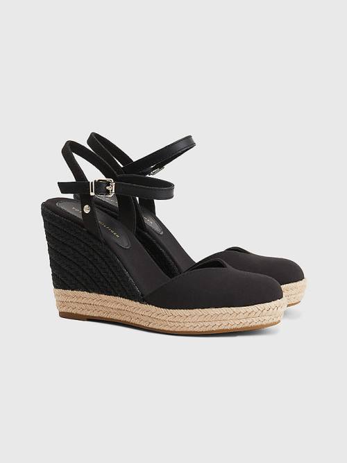 Tommy Hilfiger Closed Toe High Éktalpú Espadrille Szandál Női Fekete | TH567WIH