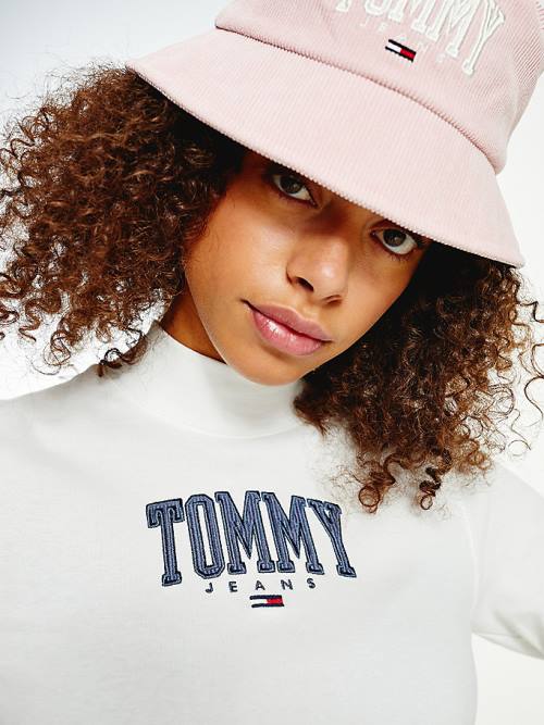 Tommy Hilfiger College Cropped Long Sleeve Póló Női Fehér | TH954EBV