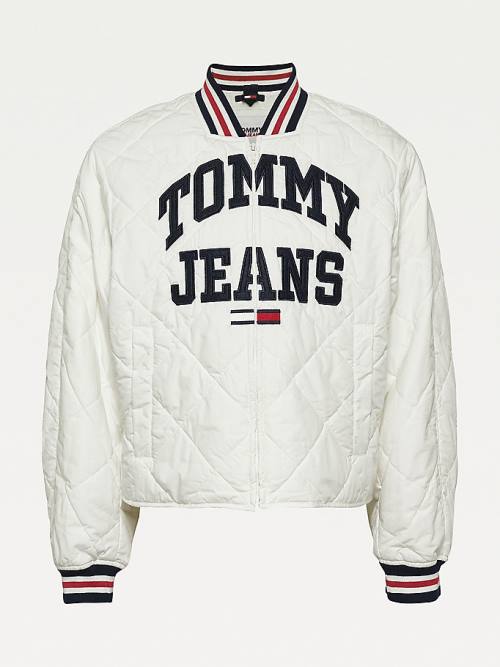 Tommy Hilfiger College Diamond Quilted Zip-Thru Kabát Női Fehér | TH634RKD