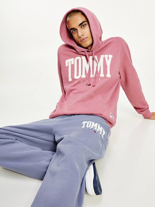 Tommy Hilfiger College Logo Kapucnis Pulóver Férfi Rózsaszín | TH750YPI