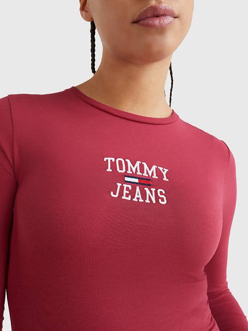 Tommy Hilfiger College Logo Long Sleeve Bodysuit Póló Női Piros | TH136CLG